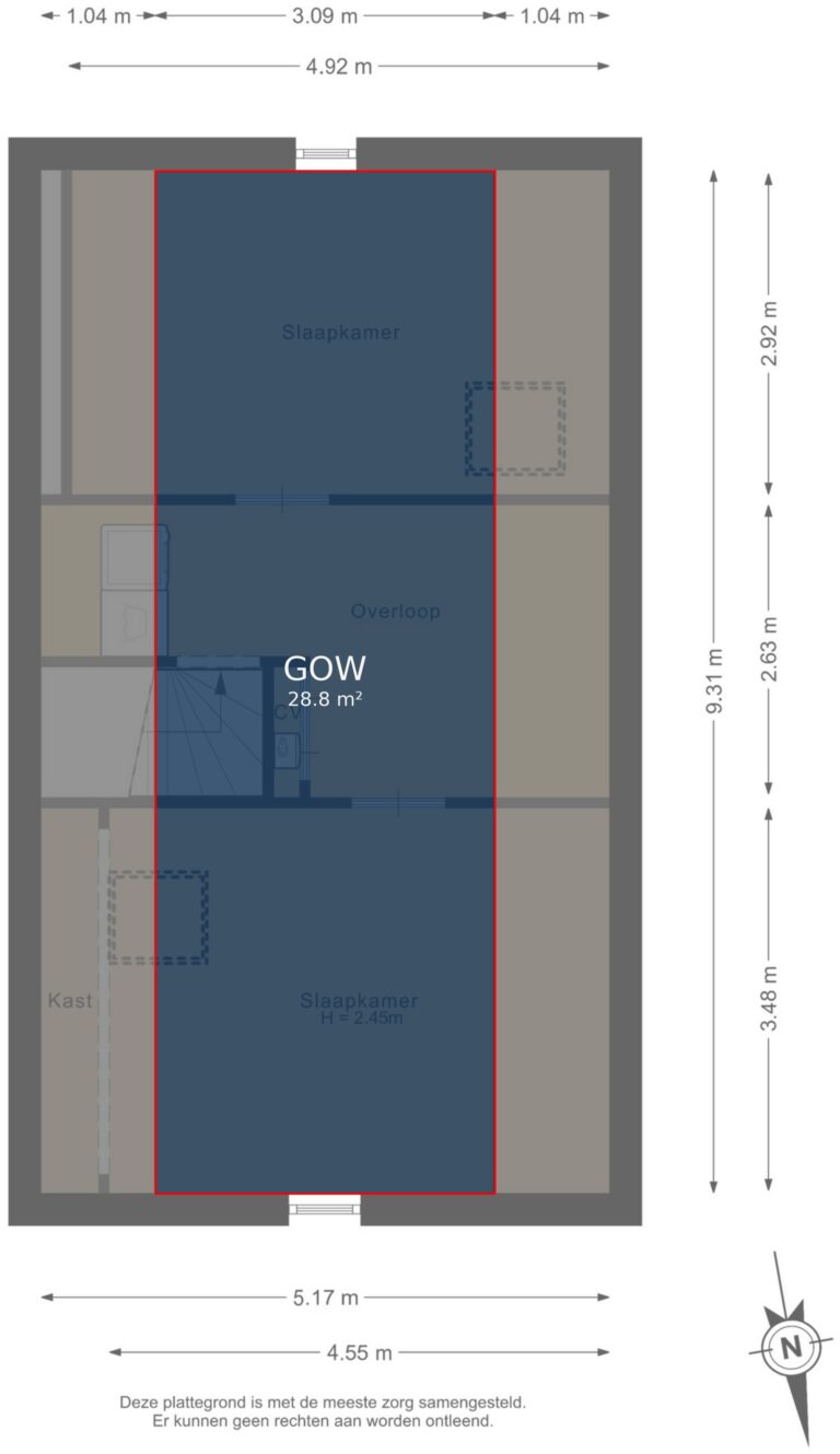 Tweede verdieping - markings